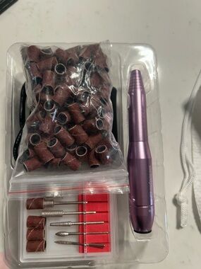 Purple Electric Nail Drill Kit with Sanding Bands